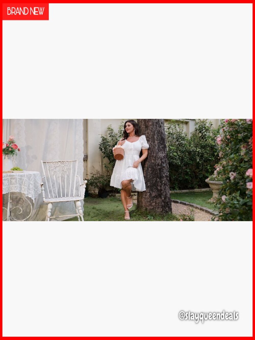 Women's Plus Size Summer Dress Sweetheart Neck Short Sleeve A Line Hollow Out - Picture 7 of 7
